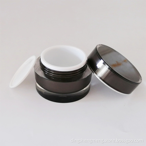 Black Classic Cylindrical Acrylic Face Cream Jar Cosmetic